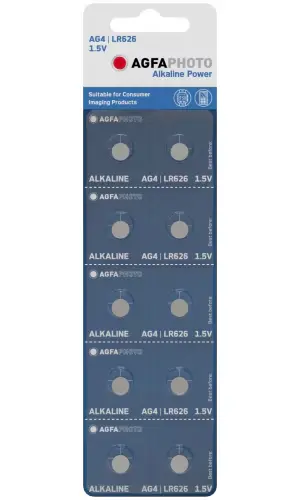 AGFAPHOTO Alkaline Long Lasting Coin Button Cell [ AG2, LR726 ]  Pack of 10 Batteries Equivalent to batteries : AG2, LR726