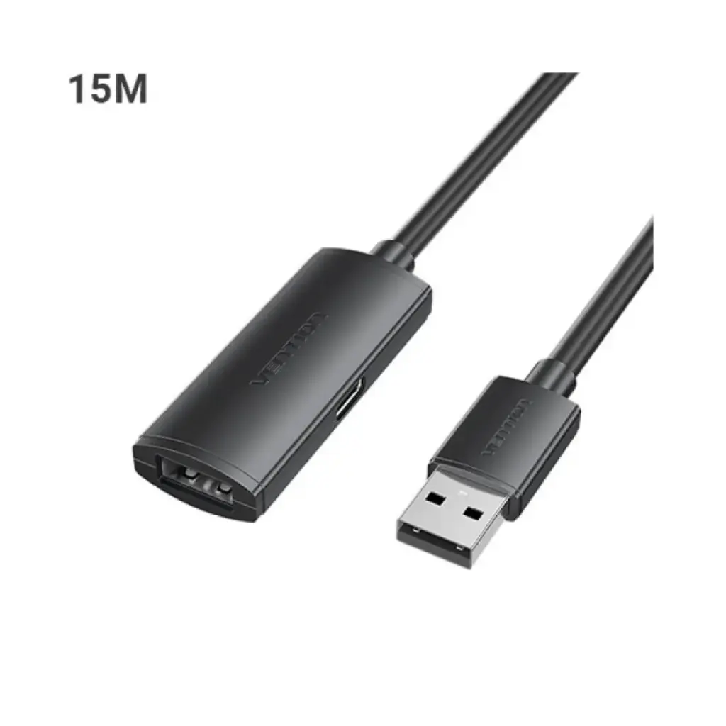 [CBKBN] VENTION USB 2.0 Type-A Male to Type-A Female Active Extension Cable 15M Black Model# CBKBN