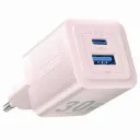 VENTION 2-Port USB (C + A) GaN Charger (30W/30W) UK-Plug Pink Model# FEQP0-UK