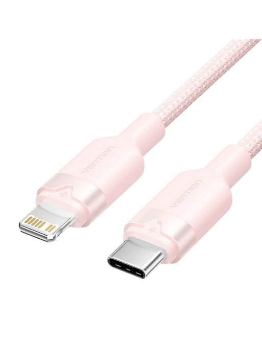 VENTION USB 2.0 Type-C Male to Lightning Male 3A Cable 1M Pink Aluminum Alloy Type Model# LALPF