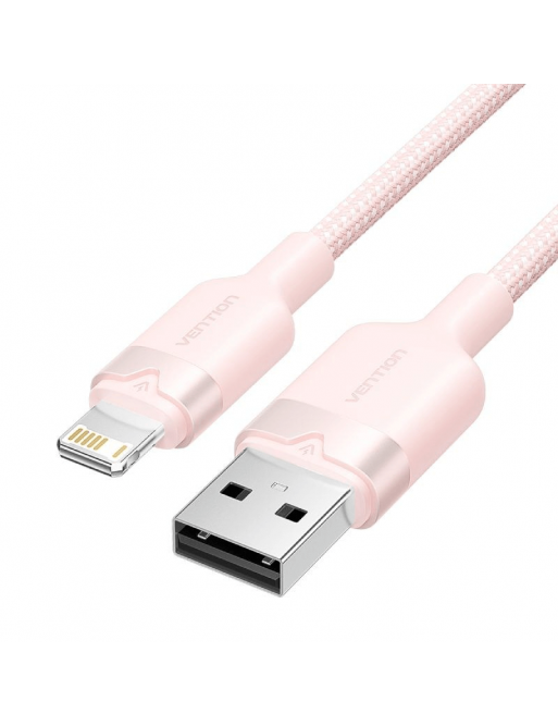 VENTION USB 2.0 Type-A Male to Lightning Male 2.4A Cable 1M Pink Aluminum Alloy Type Model# LANPF