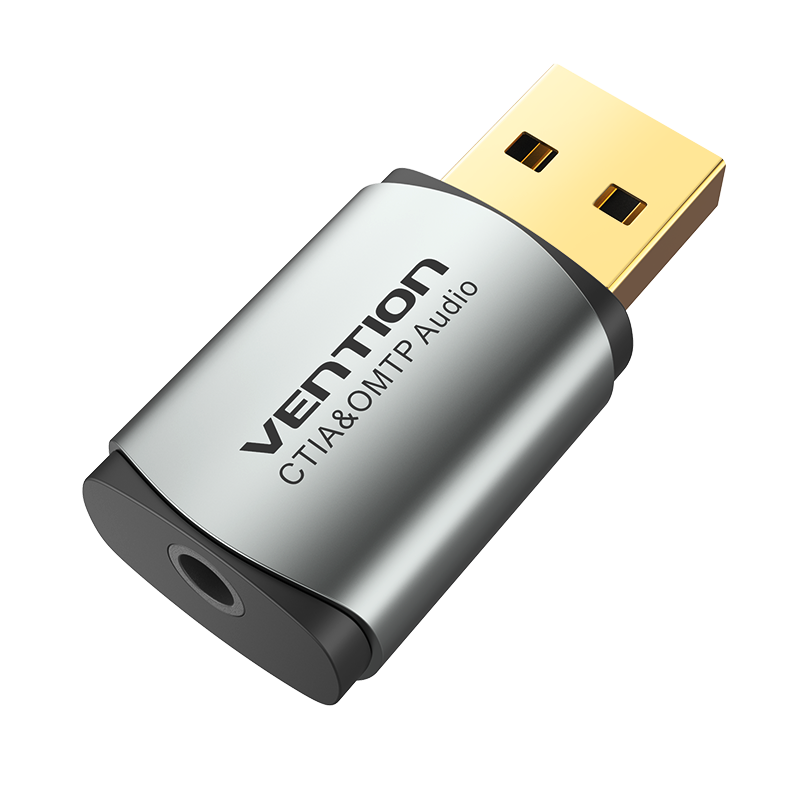 [CDLH0] VENTION USB External Sound Card Gray  Metal Type (OMTP-CTIA) Model # CDLH0