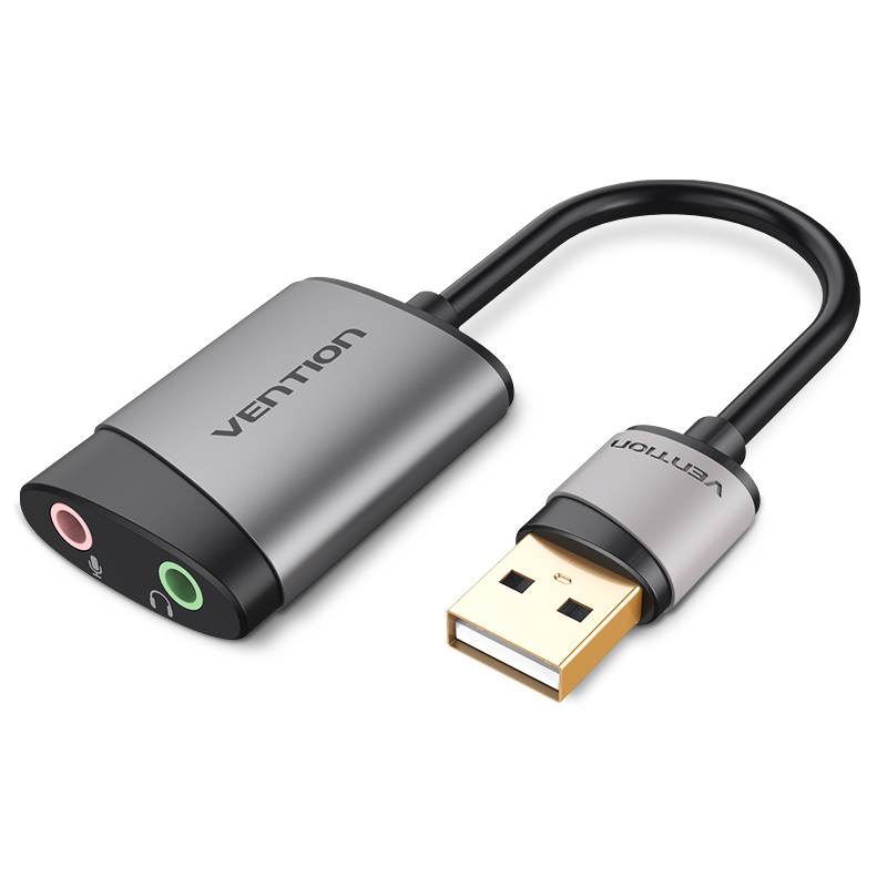 VENTION USB External Sound Card 0.15M Gray Metal Type Model # CDKHB