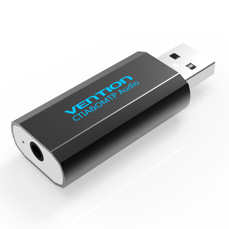 [VAB-S16-B] VENTION USB External Sound Card Black Metal Type(OMTP-CTIA) Model # VAB-S16-B