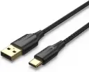 VENTION Nylon Braided USB 2.0 A Male to C Male 3A Cable 1M Black LED Type Model# CTFBF-SCB