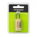 Terminator Brass Combination Pad Lock (20mm) 4 Wheel