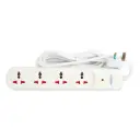 Terminator 4 Way Universal Power Extension Socket With Indicator 1.00mm2 Wire Off White Body 3M Cable 13A Plug