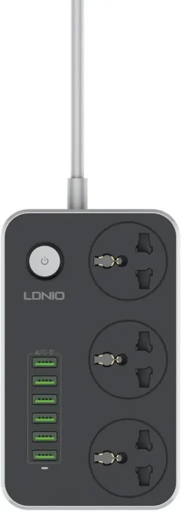 LDNIO SC3604 POWER STRIP WITH 3 AC SOCKETS and 6 USB PORTS black