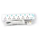 Terminator 6 Way Universal Power Extension Socket With Individual Switches & Indicators,Circuit Breaker, 3M Cable 13A Fused Plug