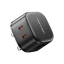 VENTION 2-Port USB (C + C) GaN Charger (45W/45W) UK-Plug Black Model# FESB0-UK