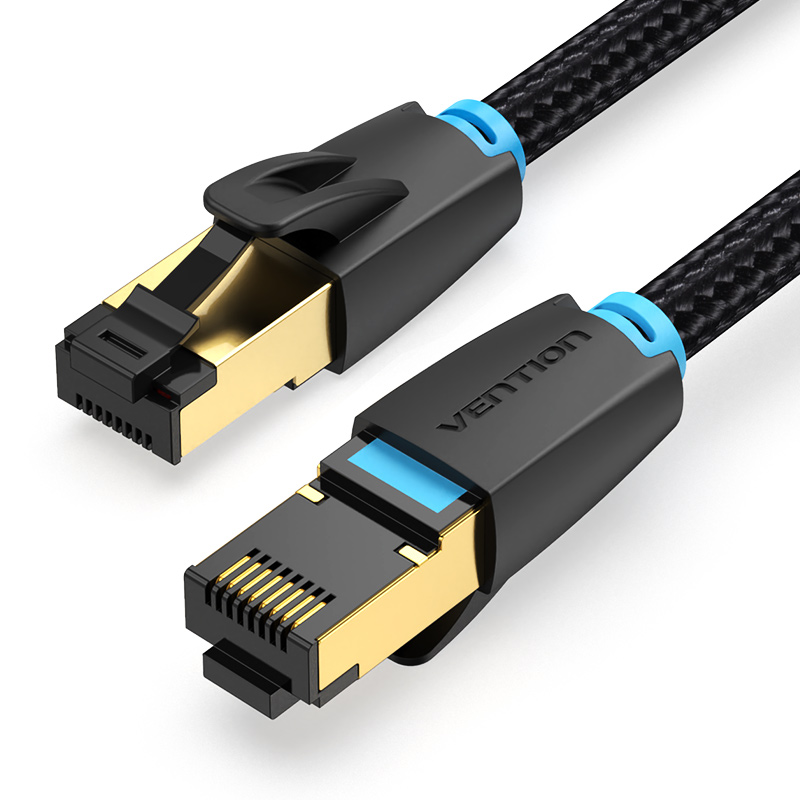 [IKGBK] VENTION Cotton Braided Cat.8 SFTP Patch Cable 8M Black Model # IKGBK