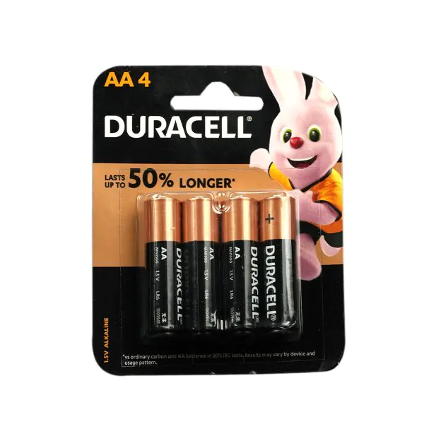 Duracell Alkaline Battery AA 100% Longer 4 Pcs Blister Pack 