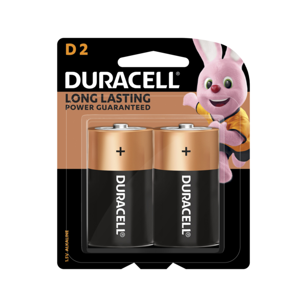 Duracell Alkaline Battery D Long Lasting 2 Pcs Blister Pack 