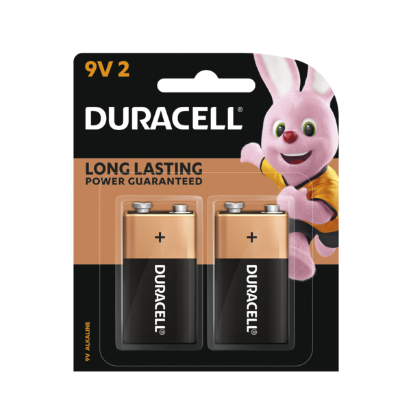 Duracell Alkaline Battery 9V Long Lasting 2 Pc Blister Pack
