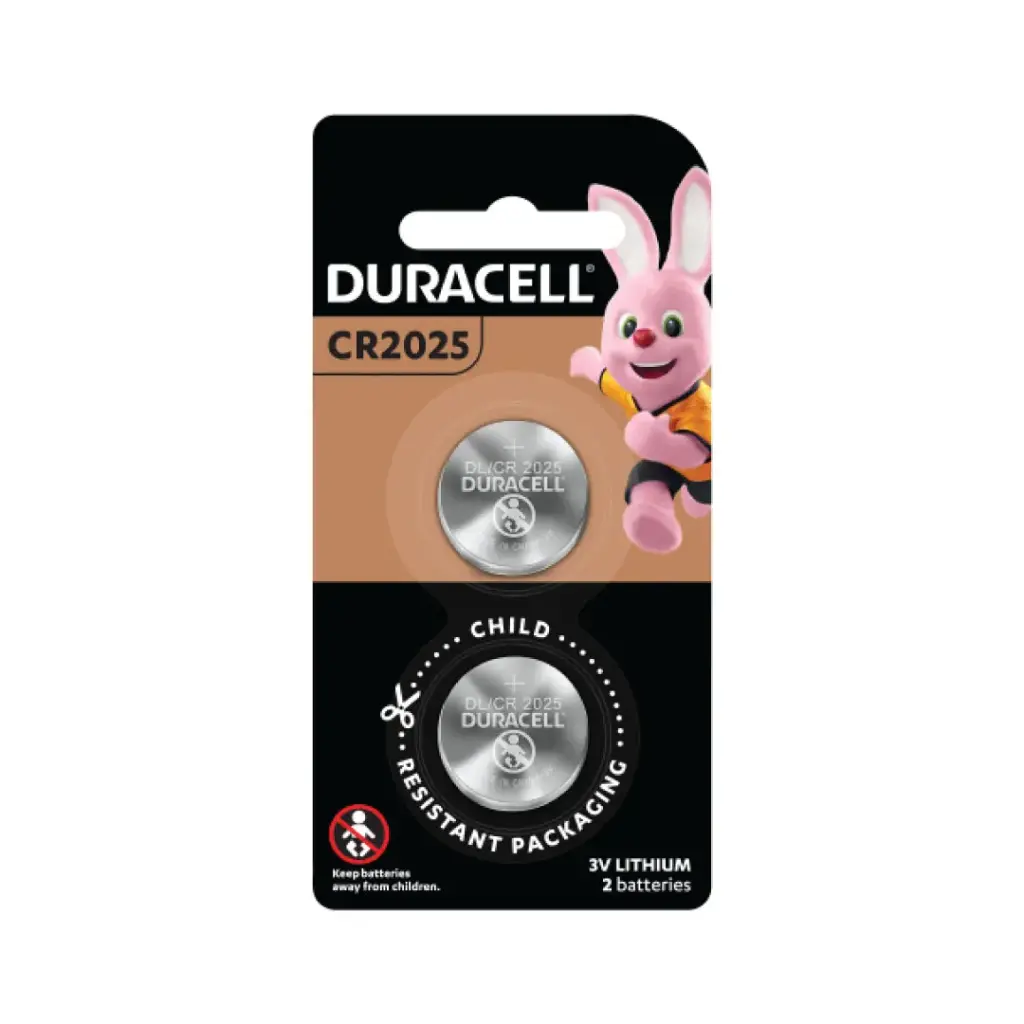 Duracell Lithium Battery Coin CR2025 3V 2 Pcs Blister Pack 