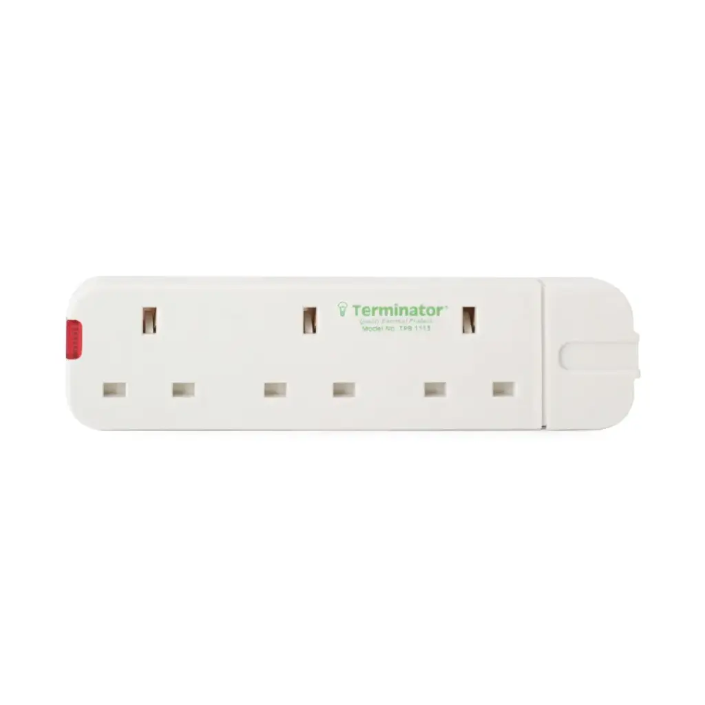 Terminator Rewirable Strip 3G/13A/Uk Socket Tpb 1113 Terminator, White, 3 Way Uk