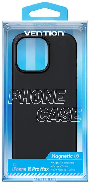 [KUFB0-40] VENTION Liquid Silicone Case for iPhone 15 Pro Max with MagSafe Black Model # KUFB0-40