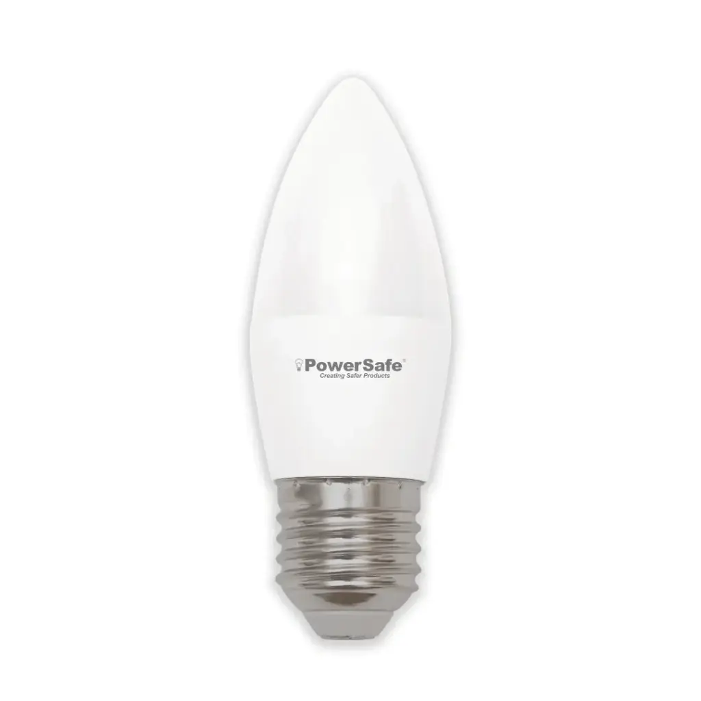 PowerSafe LED Candle Bulb 7W Daylight E27, 595 Lumen, 6500K, 85% Energy Saving, 15,000 Hours Lifespan, with Surge Protection, ESMA Approved