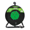 Terminator 3 Way Universal Power Extension Reel Metal Spool Over Heat Protector 50M Cable 3x1.5MM2 With 13A Fused Plug 