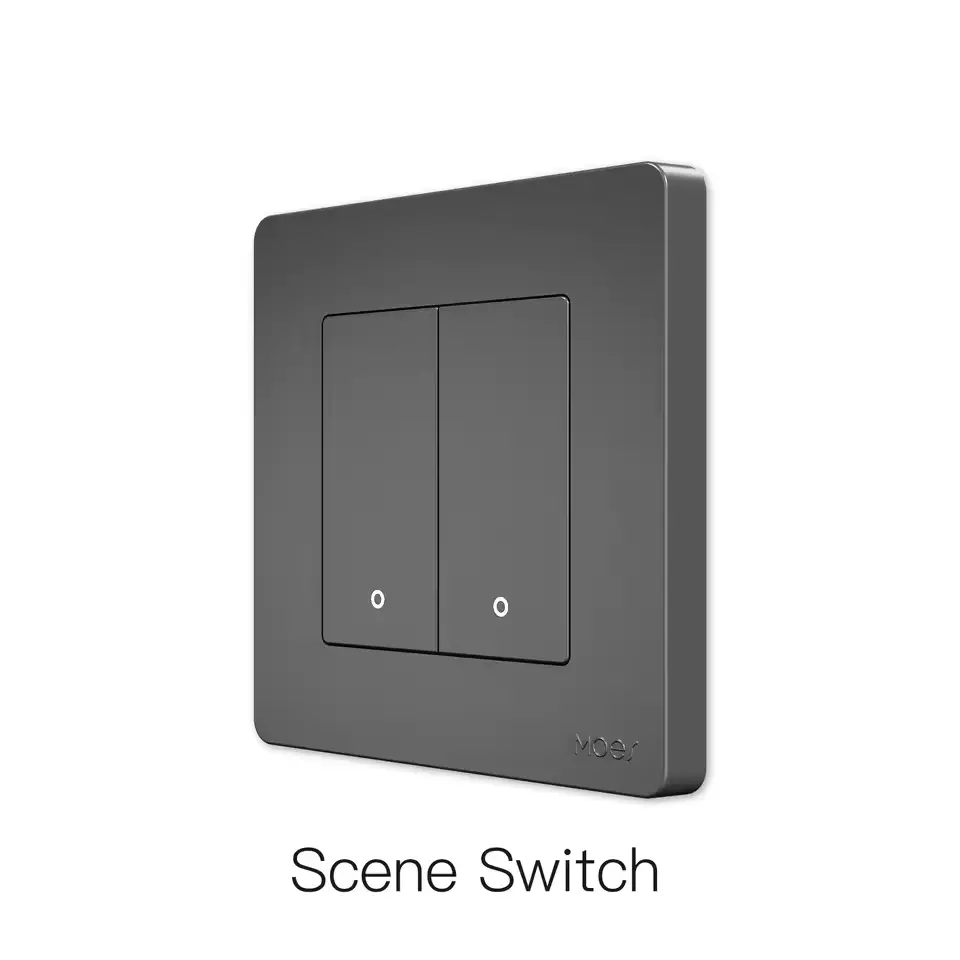 MOES Scene Switch Push Ring Zigbee 2 gang Grey