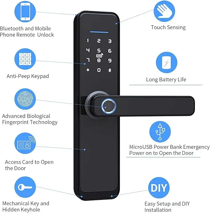 Tuya Door Lock Handle Zigbee 528 Black