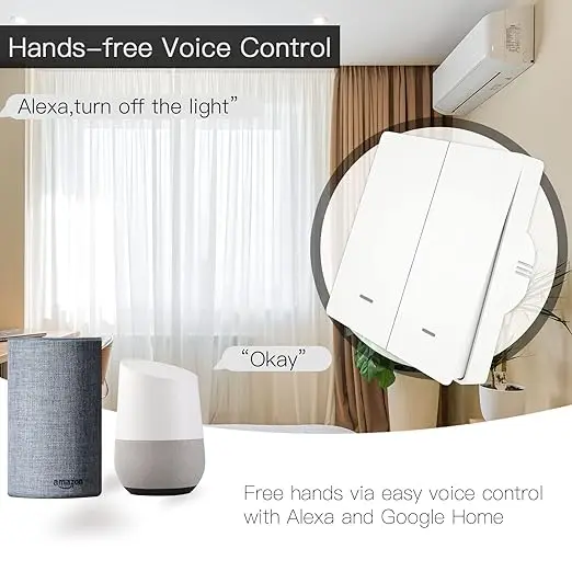 [MOES-034] Smart Life Switch Push Piano Wifi 2 gang White