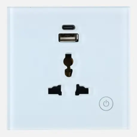 Socket Glass USB+C Wifi 1 gang White