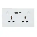 Socket Glass USB+C Wifi 2 gang White