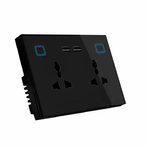 Socket Glass USB+C Wifi 2 gang Black