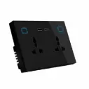 Socket Glass USB+C Wifi 2 gang Black