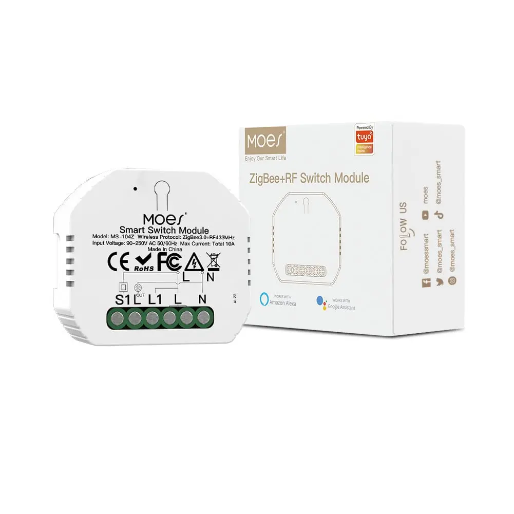 Moes Module Rail Type Zigbee 2 gang White