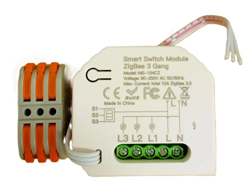 Moes Module Rail Type Zigbee 3 gang White