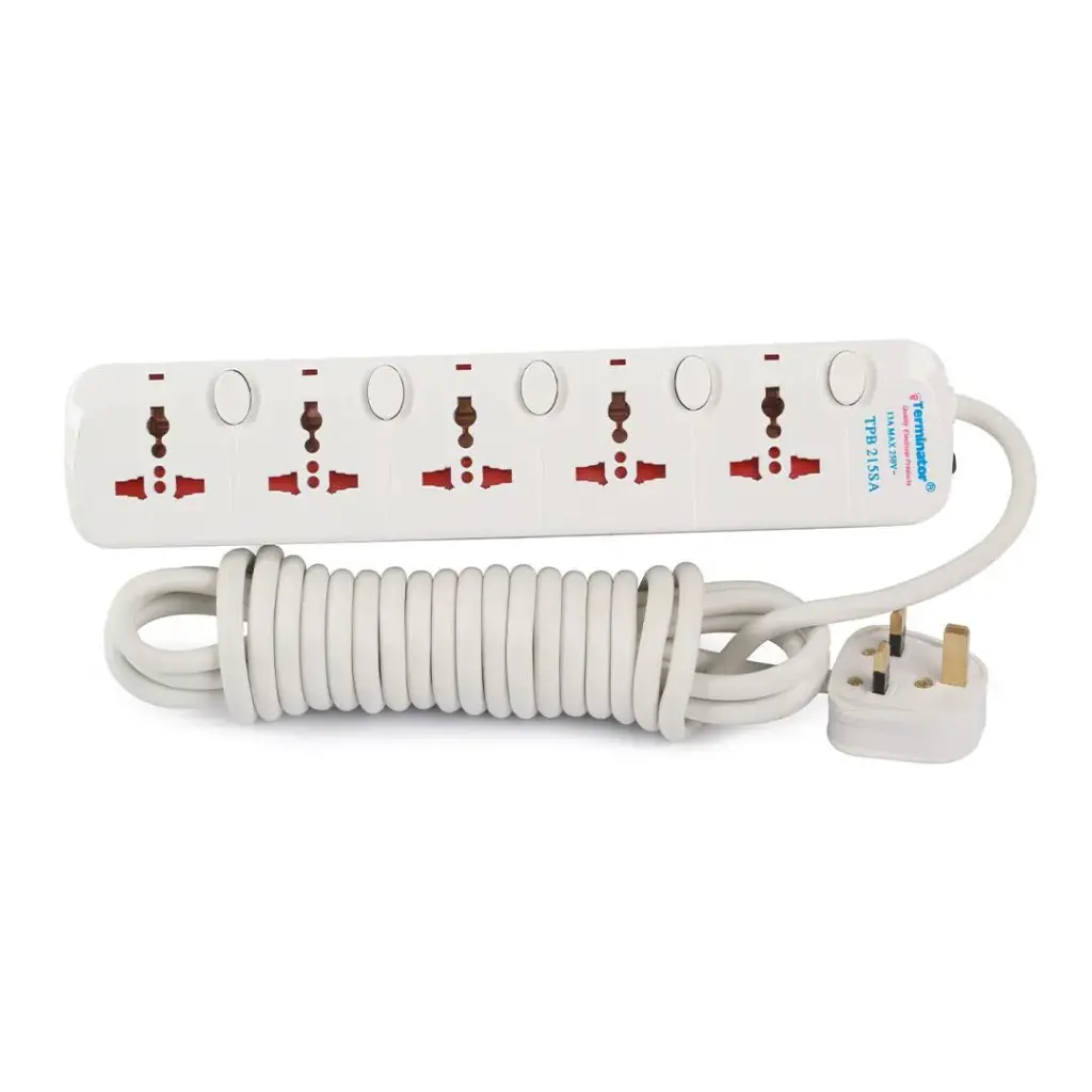 [TPB 215SA] Terminator 5 Way Universal  Power Extension Socket 3M  Esma Approved
