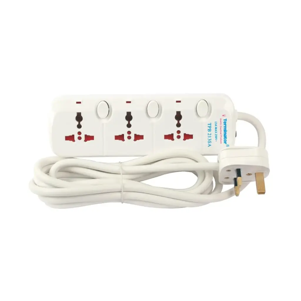 Terminator 3 Way Universal  Power Extension Socket 3M  Esma Approved