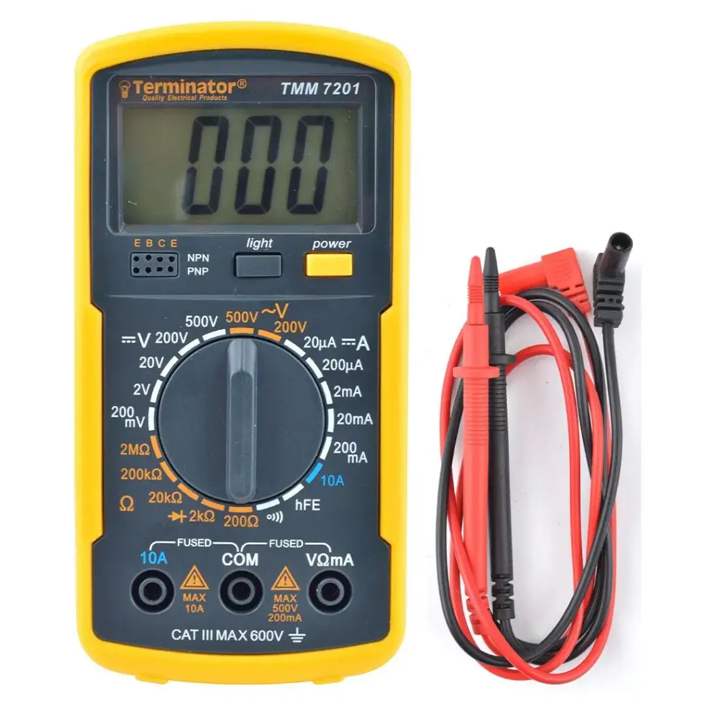 Terminator Multi Meter Digital  Safety Function AC/DC V DC  Current Resistance Continuity  Diode Test & hFE Test 
