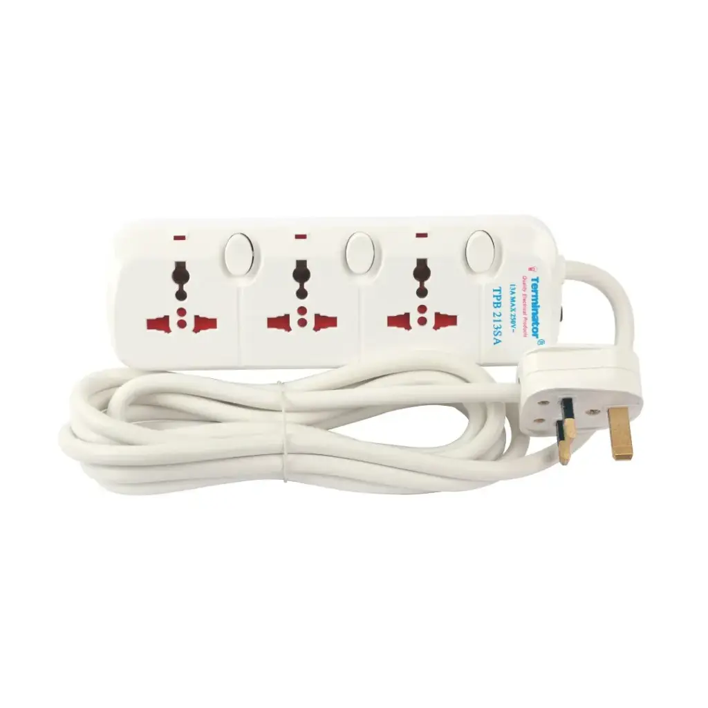 [TPB 213SA-5M] Terminator 3 Way Universal  Power Extension Socket 5M  Cable 13A Esma Approved