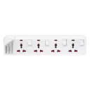 Terminator 4 Way Universal Power Extension Socket With Individual Switches, Indicators and Without Cable