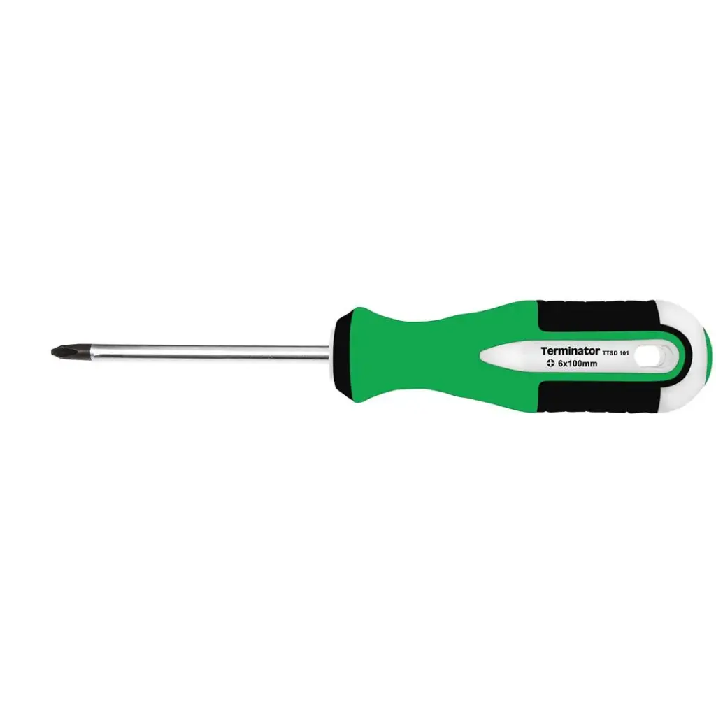 [TTSD 101] Terminator Screw Driver Size 6*100mm (+) With Comfort Grip Rubber Handle