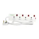 Terminator 4 Way Universal Power Extension Socket With Individual Switches, Indicators and 2M Cable Esma Approved