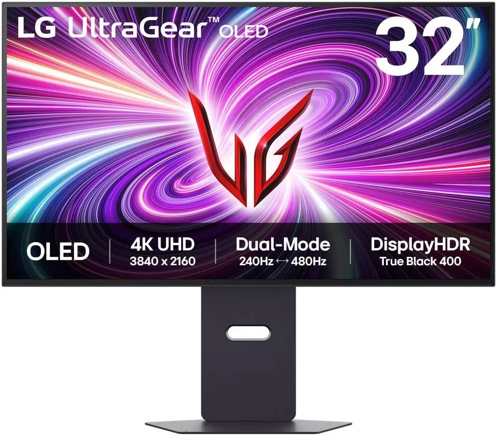 LG 32 inch 4K UHD OLED UltraGear Dual-Mode Gaming Monitor, 4k 240Hz Refresh Rate or Switch FHD 480Hz, 0.03 (GtG) Response Time, G-Sync, AdaptiveSync, & FreeSync Premium Pro Compatible 32GS95UV-B Black