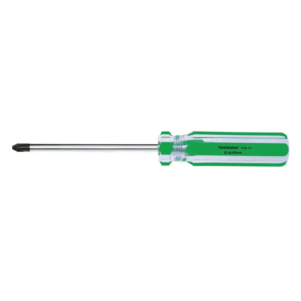 [TTSD 117] Terminator Screw Driver Size 6*150mm (+) With Plastic  Handle