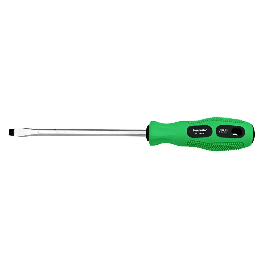 Terminator Screw Driver Size  6*100mm (-) Two Colour Handle With Tooth Comfort Grip