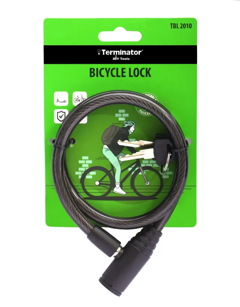 Terminator Bicycle Lock (10*650mm) with 2 Keys (Black)  