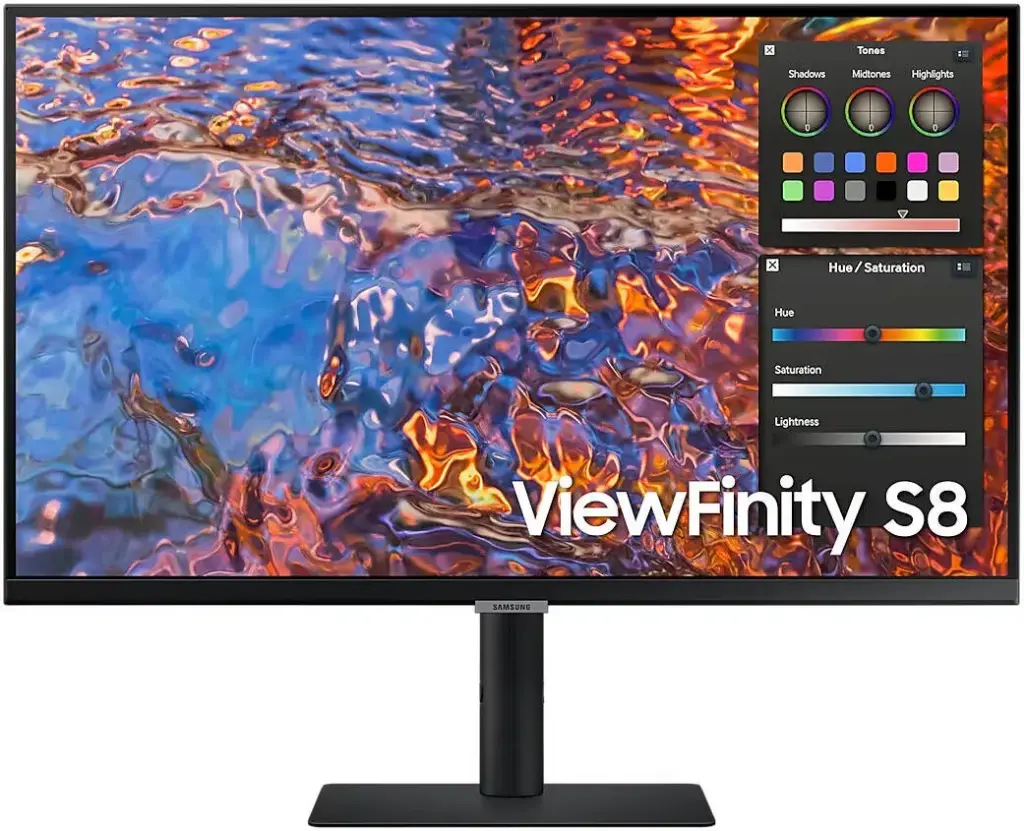 Samsung LS27B800PXMXUE 27" UHD Monitor – 3840×2160, IPS Panel, 350 cd/m² Brightness, 60Hz Refresh Rate, USB-C Connectivity, VESA DisplayHDR 400, Ergonomic Stand – Black