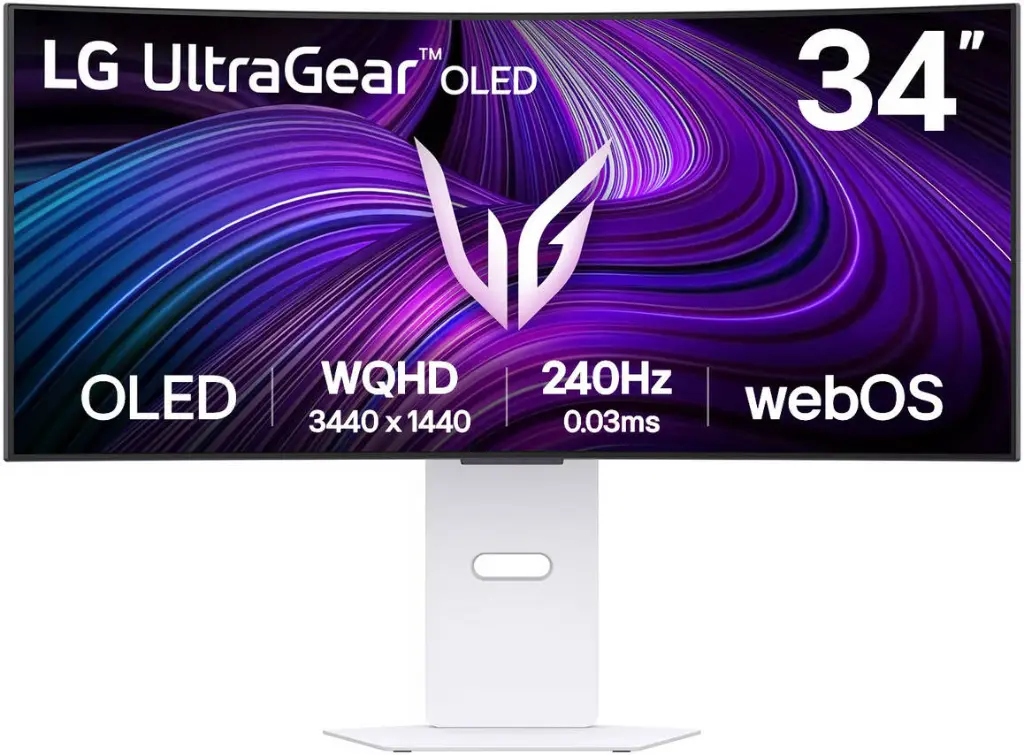 [34GX90SA-W] LG 34 inch UltraGear GX9s Curved OLED Gaming Monitor – WQHD (3440x1440) 800R Display, 240Hz Refresh Rate, 0.03ms Response Time, AMD FreeSync Premium, VESA AdaptiveSync, HDR10, DCI-P3 98.5% 34GX90SA-W