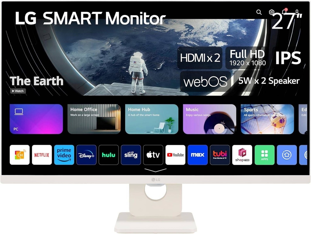 LG 27" FHD IPS Monitor, 100Hz Refresh Rate & 5ms Response Time, AMD FreeSync, Slim Design, HDMI / D-Sub, White | 27SR50F-W