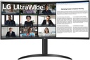 LG 34" UltraWide 34WR55QC-B Curved WQHD Monitor, 3440×1440 Resolution, 100Hz Refresh Rate, HDR10, AMD FreeSync, USB-C Connectivity, Borderless Design