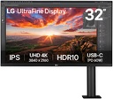 LG 32" UHD 4K IPS Monitor with Ergo Stand, 60Hz Refresh Rate & 5ms Response Time, USB-C with 60W PD, HDR10, DCI-P3 95% (Typ.), HDMI / DisplayPort / USB Hub, White | 32UN880K-W