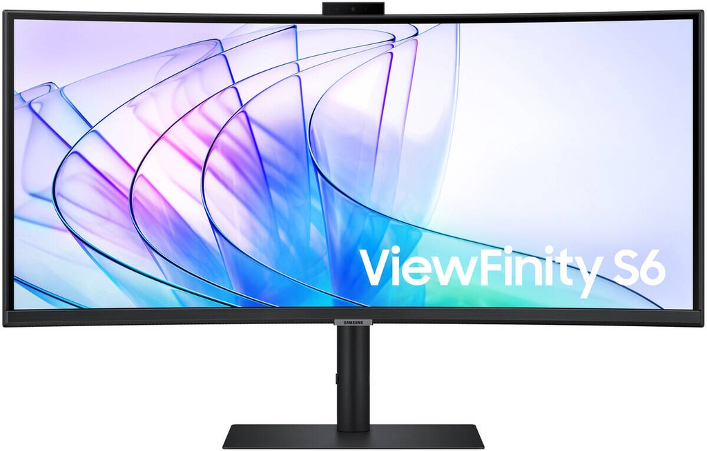 Samsung 34" ViewFinity S65VC Curved Ultra-WQHD Monitor, VA Panel, 100Hz Refresh Rate & 5ms Response Time, HDR10, AMD FreeSync, Built-in Webcam & Speakers, USB-C (90W PD), LAN, KVM Switch, HDMI / DisplayPort, Black | LS34C650VAMXUE