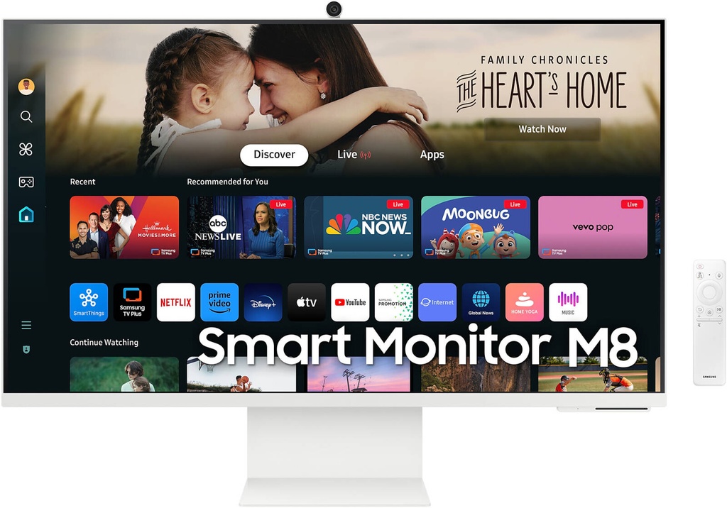 Samsung 32" Smart Monitor M8 (M80D), VA Panel, 4K UHD (3840x2160) Resolution, Smart TV Apps, USB-C Connectivity, SlimFit Camera, White | LS32DM801UMXUE